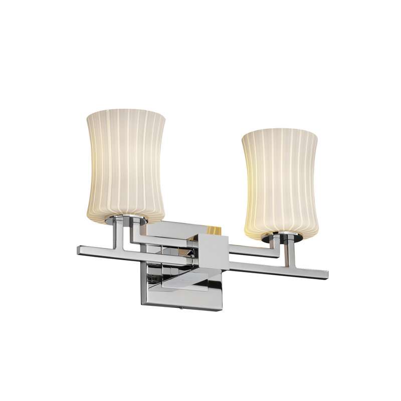 Éclairage pour salle de bain 2 lumières Robleh, Opale, Chrome poli