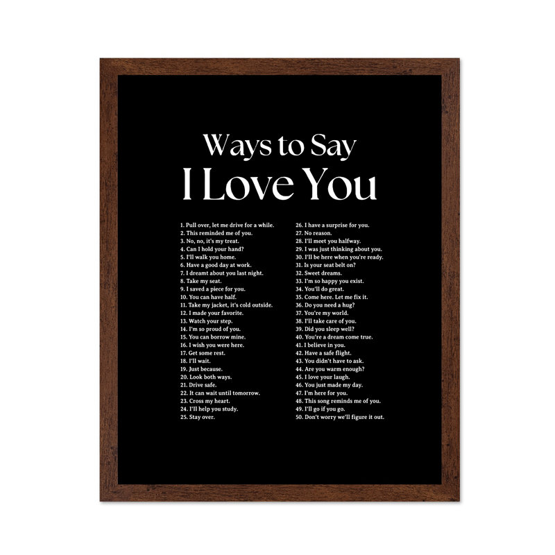 Ways To Say I Love You No6, 12"H x 16"W, Poster, Brown Framed