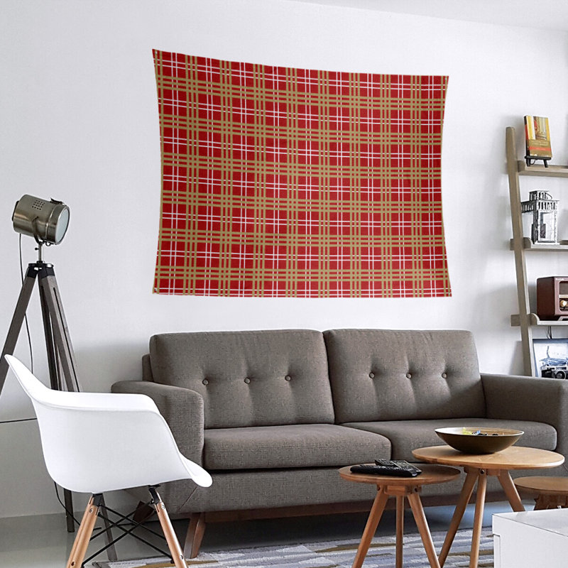 Tapisserie de luxe San Francisco en microfibre, H 88 po x l 104 po, Rouge / blanc / or