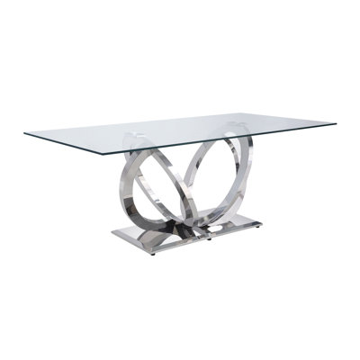 Merveilleuse table en verre transparent en miroir argenté lustré avec noblesse