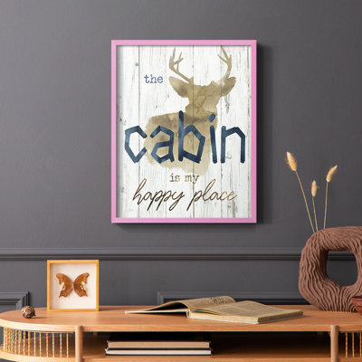 «Happy Place», reproduction encadrée en bois massif