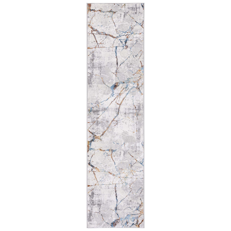 Tapis gris / bleu Alohi 293, Tapis de couloir 2 pi x 8 pi