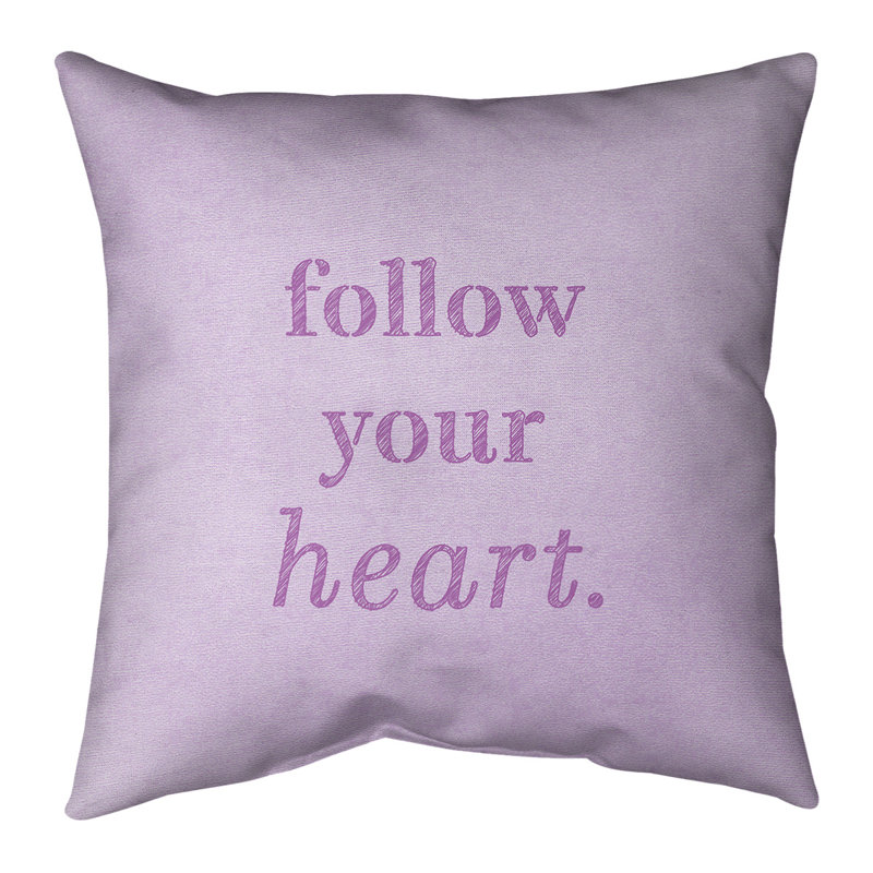 Coussin «Hand Your Heart», 16 po x 1 po, Violet, Housse de coussin seulement - sans coussin