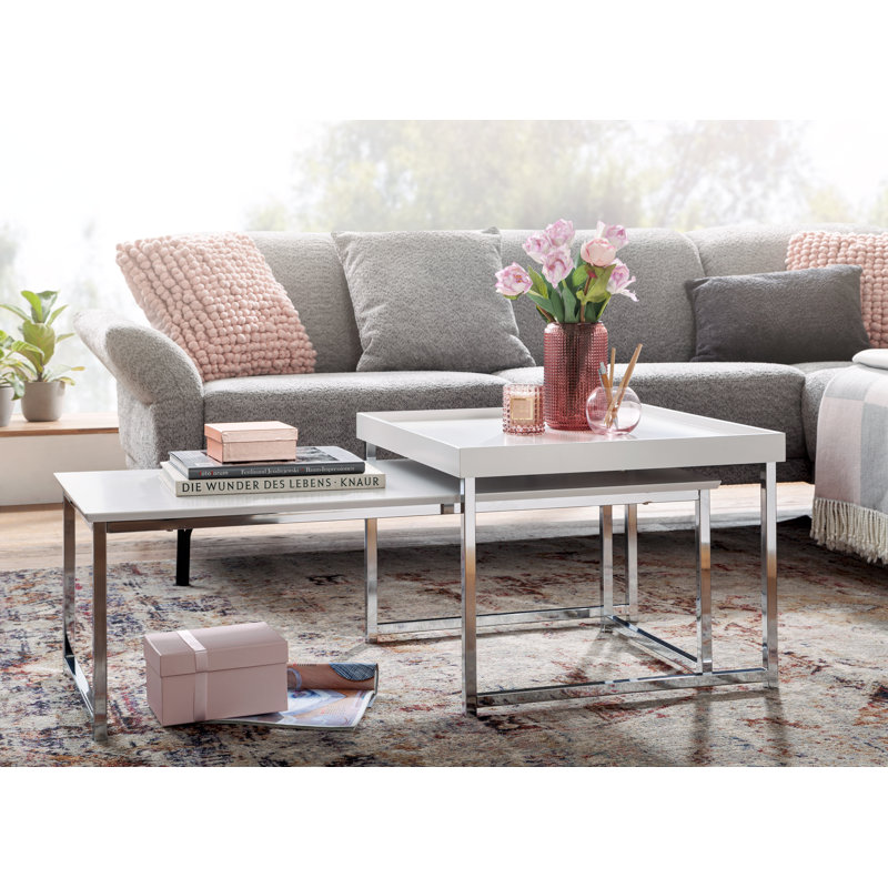 Jashelle Coffee Table, White/Silver