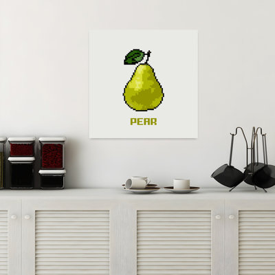 Green Pixel Pear Contemporary Fruit Nature Wall Art