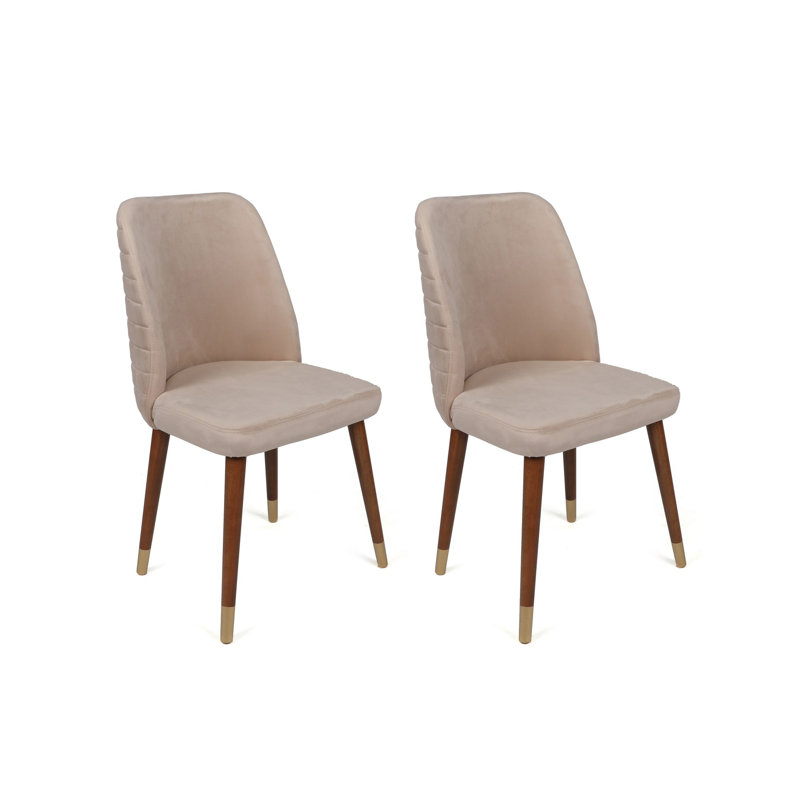 Ensemble de chaises (2 pièces), Crème, crème, Noyer / doré