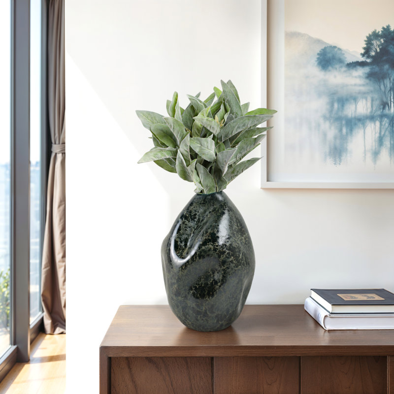 Vase décoratif en faïence, poterie sculpturale unique, pièce décorative moderne pour la maison, H 15 po x l 10 po x P 10 po