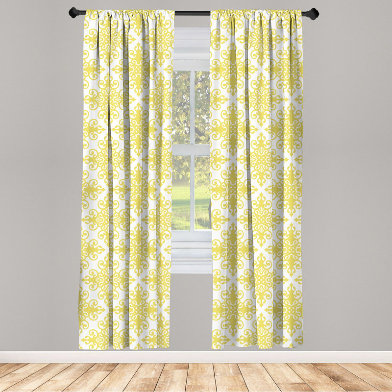 Damask Semi-Sheer Rod Pocket Curtain Panels, 28" x 84"