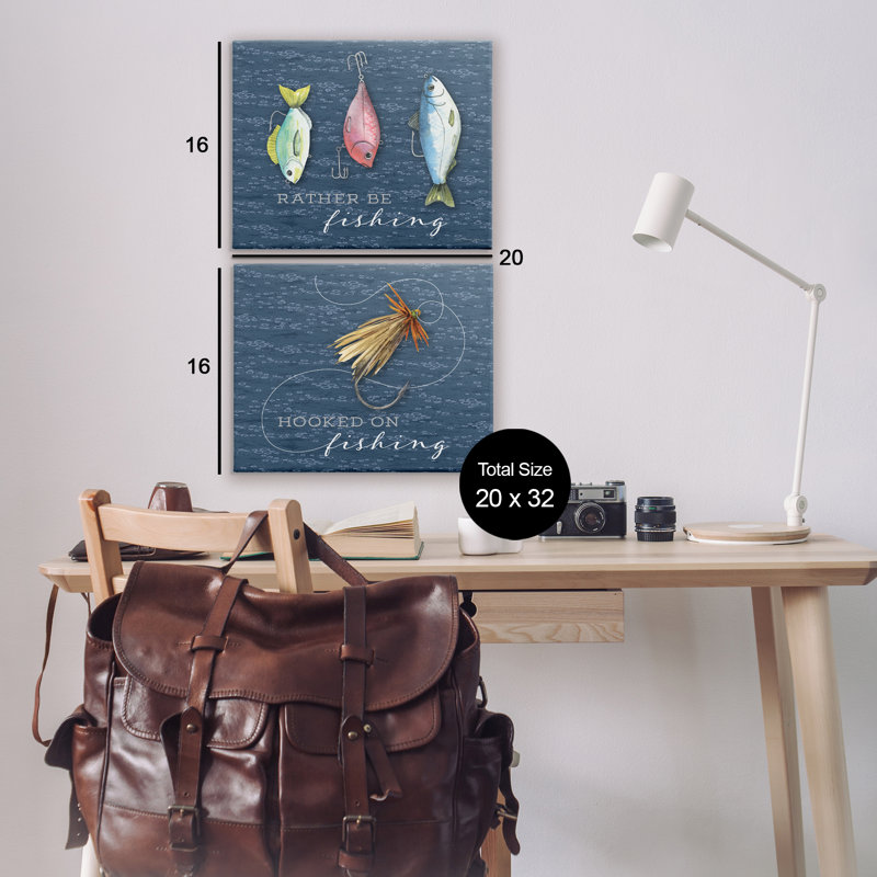 Ensemble de 2 reproductions d'art sur toile récréatives de pêche, design par Holly Thomas Stein, H 16 po x l 40 po