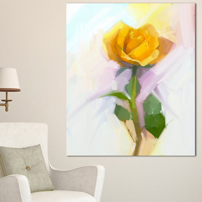 « rose avec feuilles vertes painting », peinture, H 32 po x l 16 po x P 1 po, H 20 po x l 12 po x P 1po