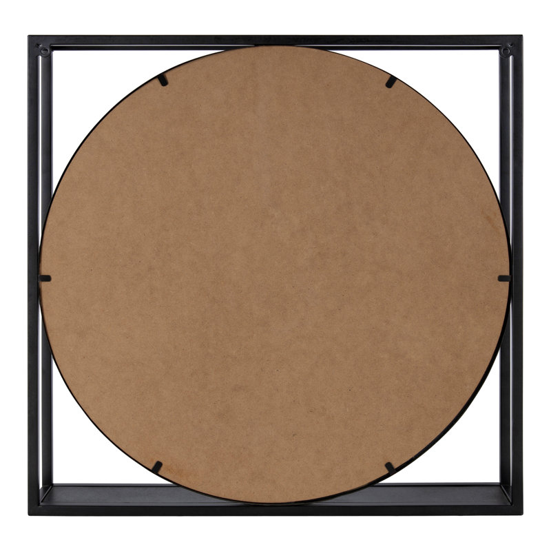 Ediline Metal Flat Mirror with Shelves, Black