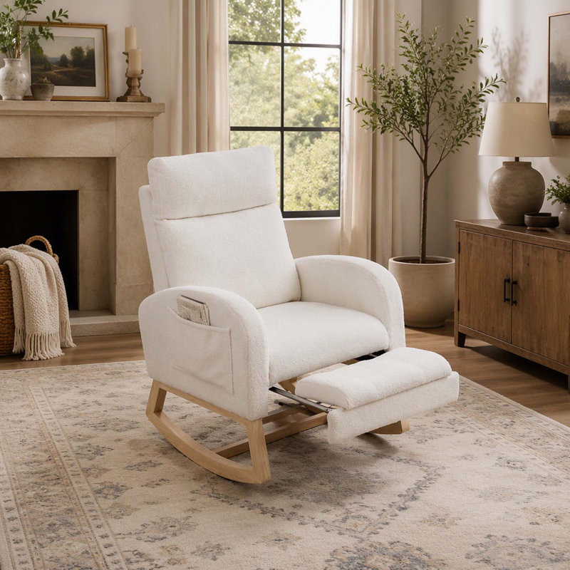 Chaise berçante Teddy, Blanc, Blanc