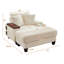 Fauteuil 54 po en velours côtelé avec repose-pieds multifonctionnel-1081620268