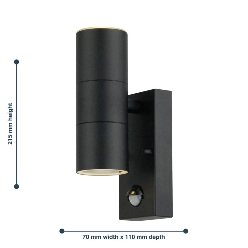 Michale Outdoor Armed Sconce, 2 Lights, Black