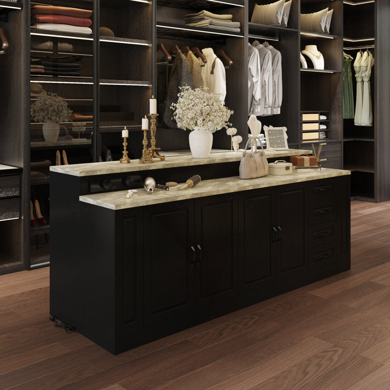 4 Drawer And 4 Shelves Closet Island With Three Outlets