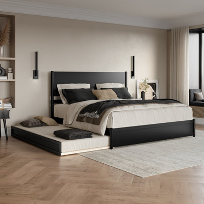  Ronan Wood Platform Bed with Footboard and Trundle