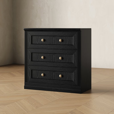 Modular 3-Drawer Storage Cabinet with Doors (Set of 1), Black