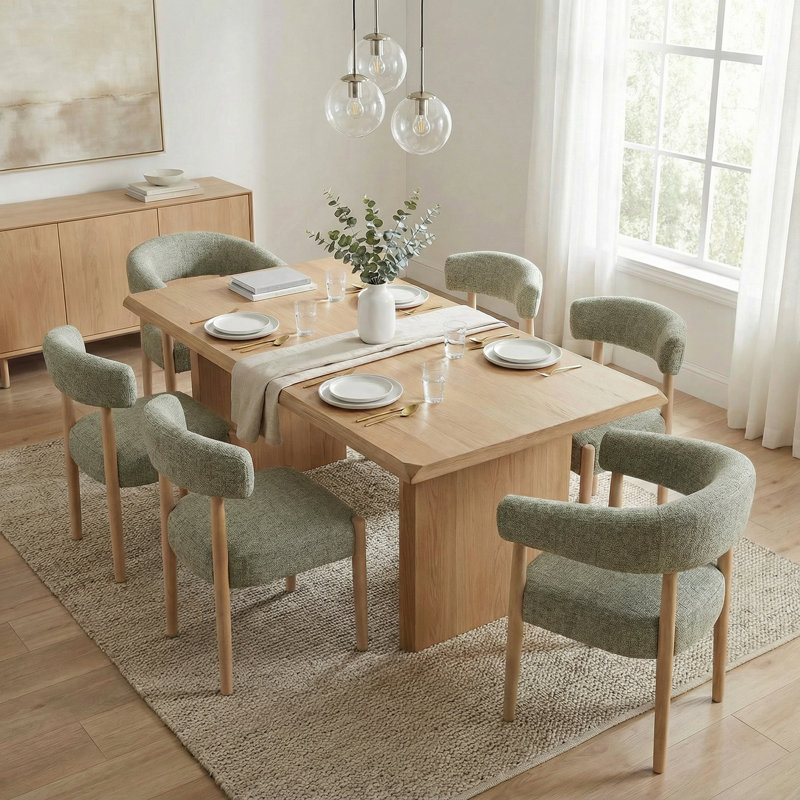 Upholstered Side Dining Chair (Set Of 6), Green