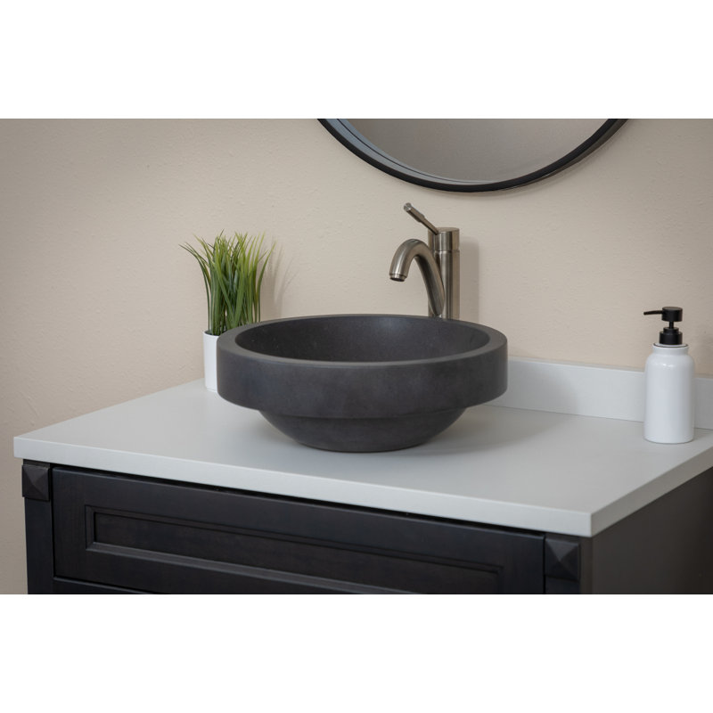 Eden Bath 17'' Black Stone Circular Bathroom Sink