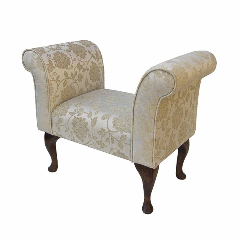 Upholstered Storage Bench, Gold, Geometric