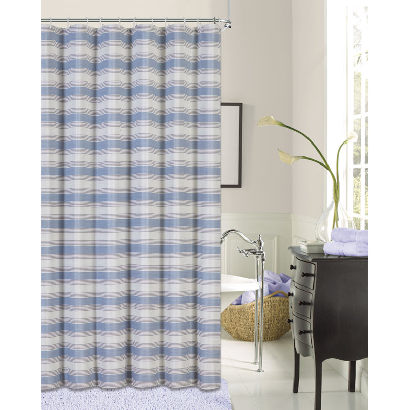 St. Johns Cotton Blend Striped Shower Curtain, Blue