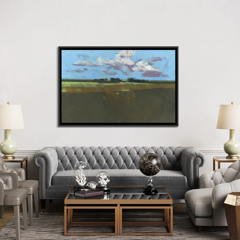 «Early Decembre Fields», reproduction sur toile, H 18 po x l 26 po x P 1,5 po, Toile avec cadre noir, Pas de tapis