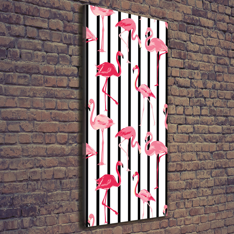 Flamingos And Stripes - Wrapped Canvas Print