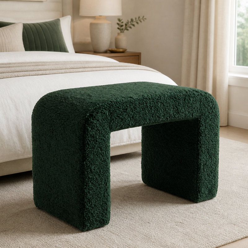 Tabouret de coiffeuse moderne, repose-pieds de canapé rembourré entièrement assemblé, Vert, Vert, Vert