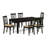 7 Piece Kitchen Table Set Consist of a Rectangle Dining Table with Butterfly Leaf and 6 Linen Fabric Dining Room Chairs, Black-121912368-126705083