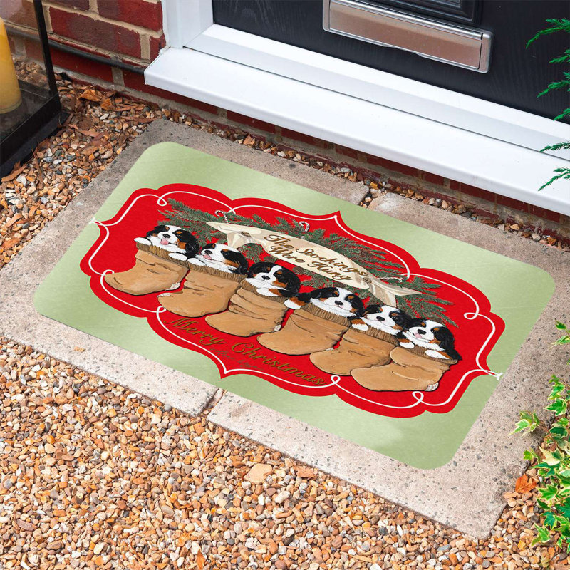 Paillasson en PVC durable pour Noël, 15,7 po x 27,6 po | Matériau 100% PVC, antidérapant | Conception festive des Fêtes, parfaite pour une utilisation intérieure et extérieure, facile à nettoyer, ajoute de la joie à votre entrée de maison