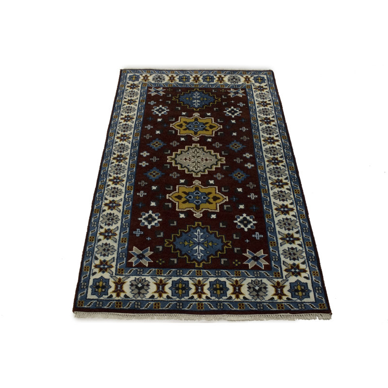 Tapis décoratif rouge vin nouée à la main oriental