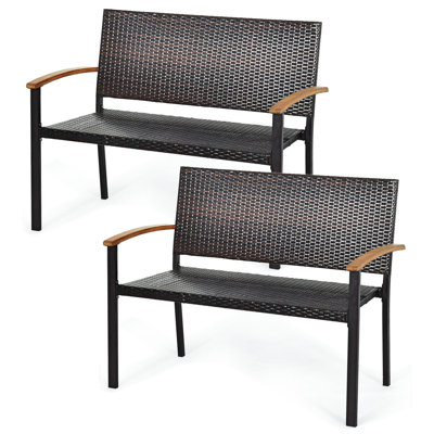 Khyle 45" Wide Outdoor Wicker Loveseat by Ebern Designs