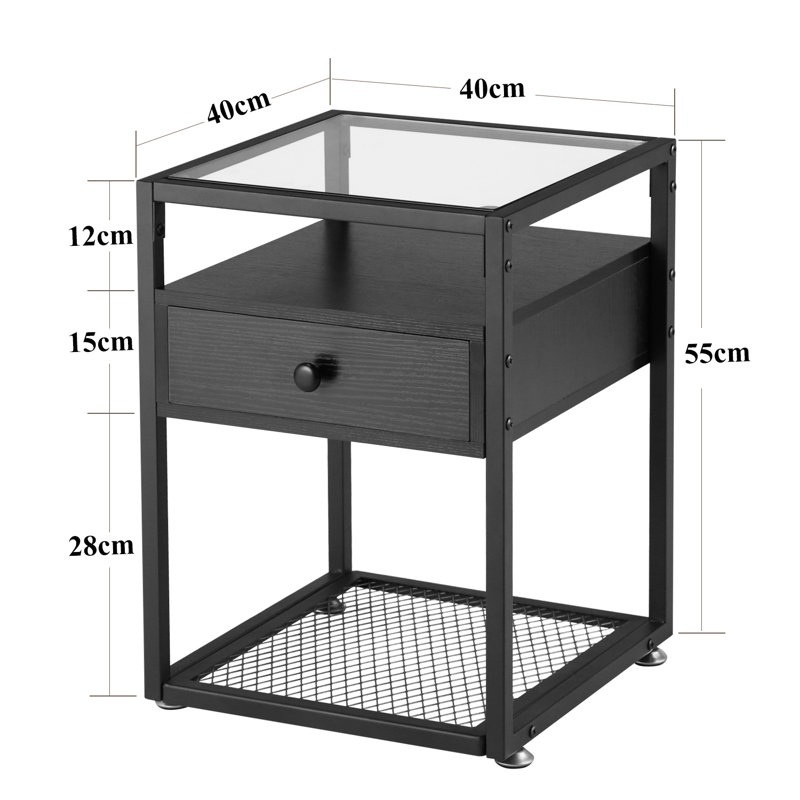 NS 1 Drawer Bedside Table, Black