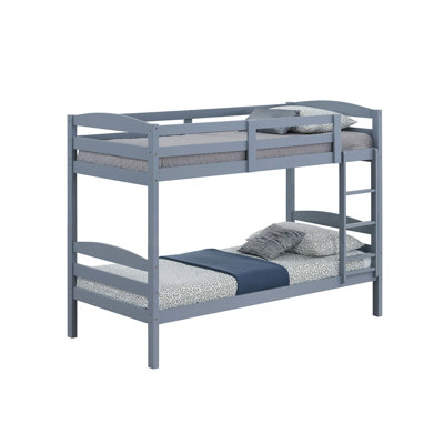 Twin Over Bunk Bed, Gray With Arch Slat Design Transitional, Solid And Engineered Wood, Joint System, 42.5 Inches Deep For Bedroom Setup Gray, Transitional Style, 79 Wide Arrangement
