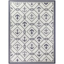 Anchor Rug Nautical Rug Boaters Rugs Navy White Floor Rug Beachy Rugs 3x5  4x6 5x7 5x8 8x10 Large Rug Beach Decor Anchors Rope Boating 