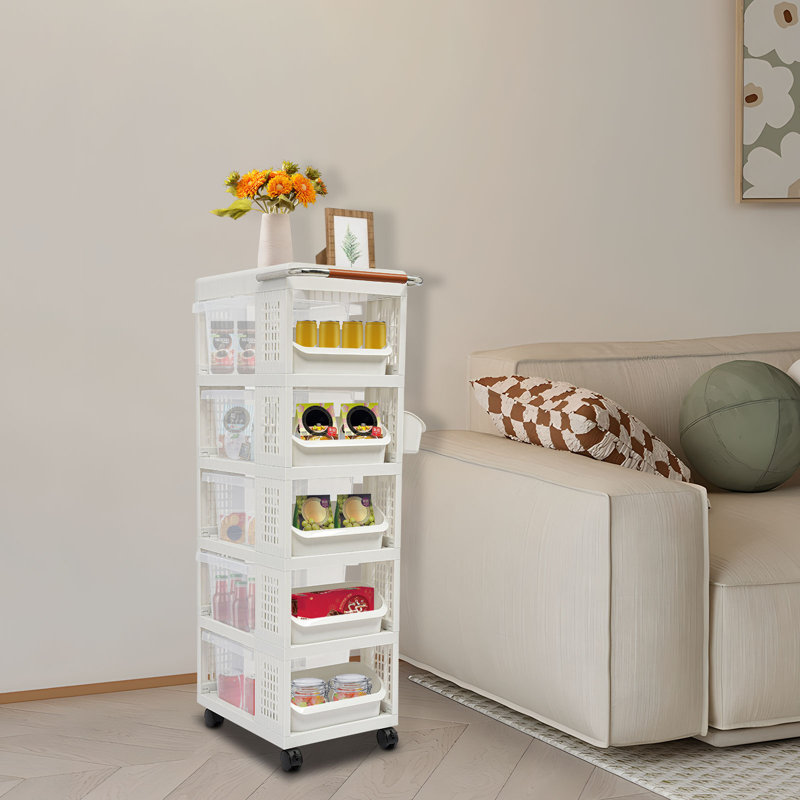 Armoire de rangement roulante à 5 niveaux avec tiroirs, 10