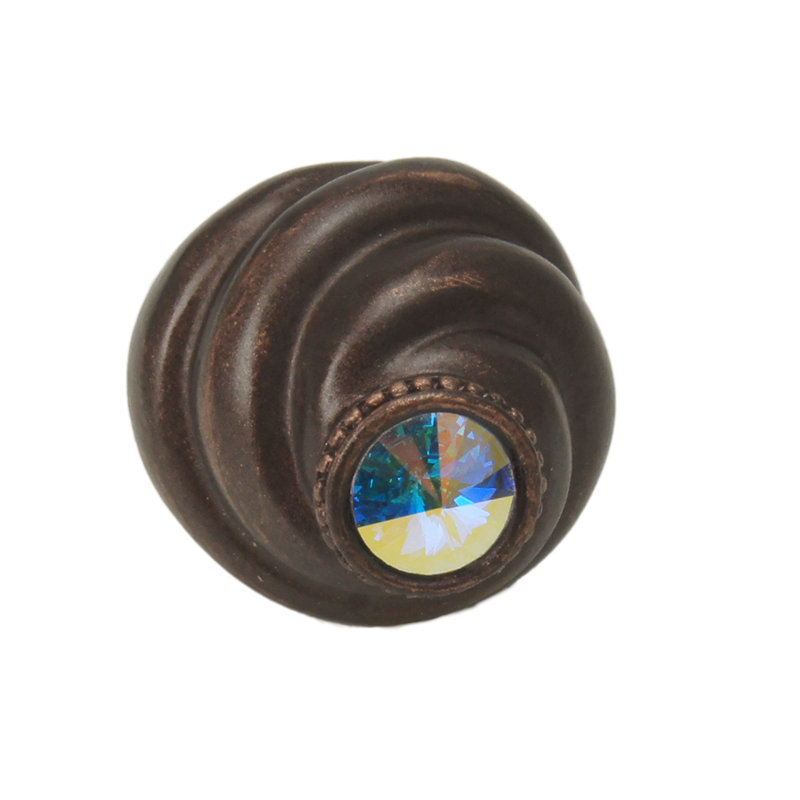 Caché knob with Swarovski Aurore Boreale Crystalsin Gilded Mercury, Oil Rubbed Bronze