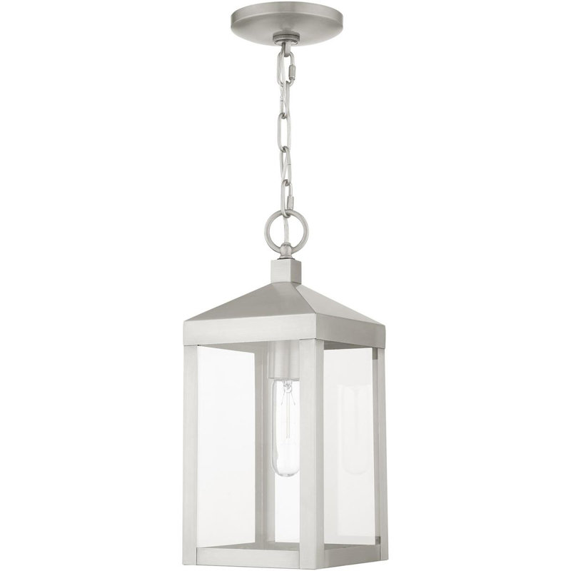 6.25in Satin Post Top Lantern Outdoor Light with Clear Glass Shade, Brushed Nickel