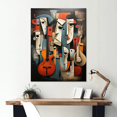 Music Performance Cubist Portrait  II - Theatre Metal Wall Art