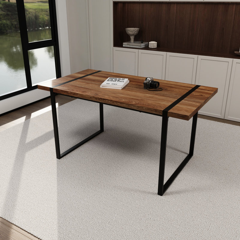 Table de salle à manger, table rectangulaire avec pieds en métal pour la maison, le salon et la cuisine
