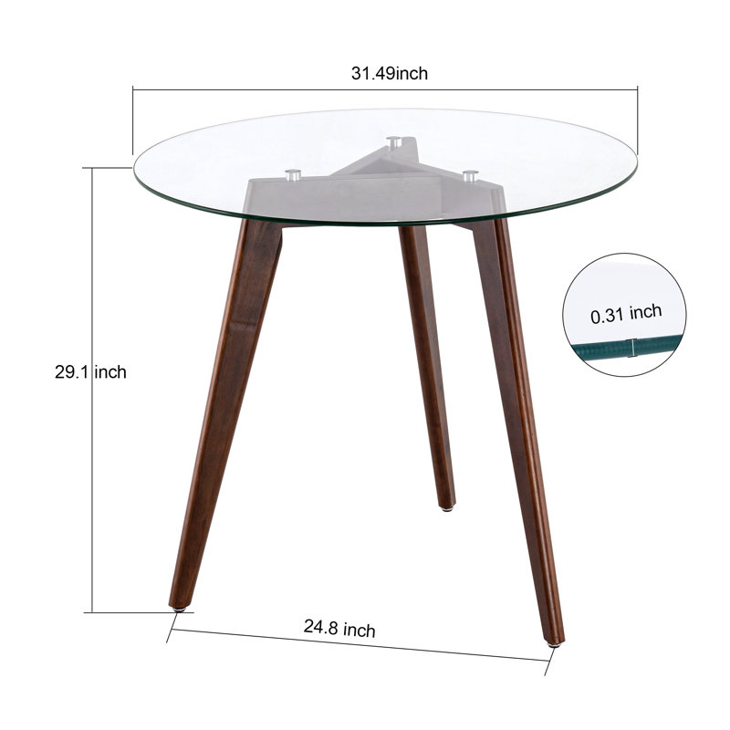 Table de salle à manger Alarick, Transparent / bois foncé