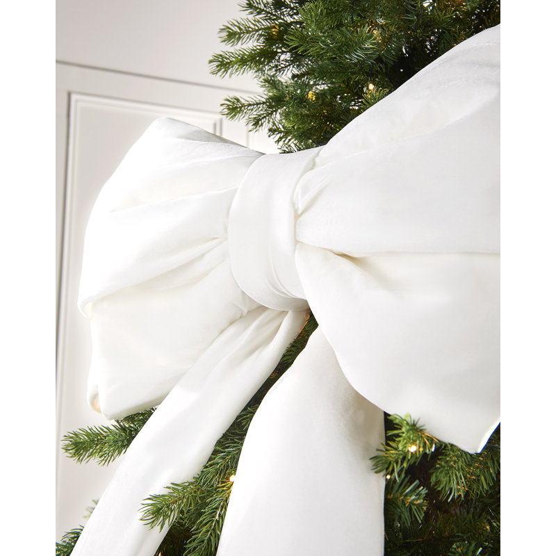 133cm Solid Colour Velvet Bow, White