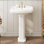 Lavabos de salle de bain sur pied, lavabo sur pied blanc rétro avec trop-plein et 3 trous pré-percés - convient aux robinets de 8 pouces