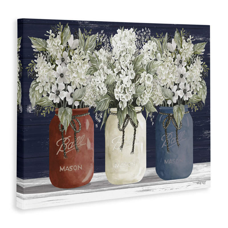 «Americana Floral Bouquets Rustic Flowers Country Pride», art mural sur toile surdimensionné par Cindy Jacobs