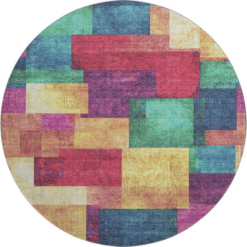 Premium Machine Washable Mouton Geometric Rug, Round 8'