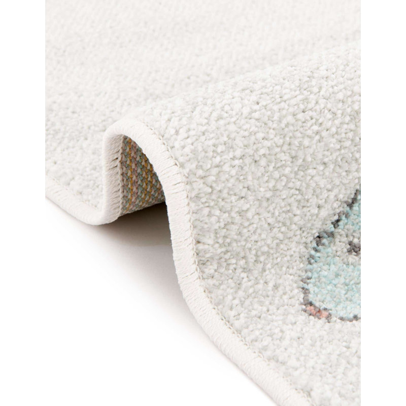 Gray Synthetic Easy Care Stain-resistant Kids Runner Rug
