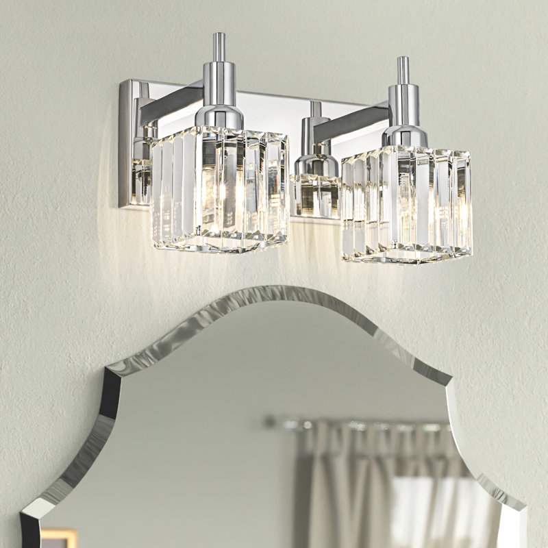 Taevion Dimmable Crystal Vanity Light, Chrome, 2 Lights