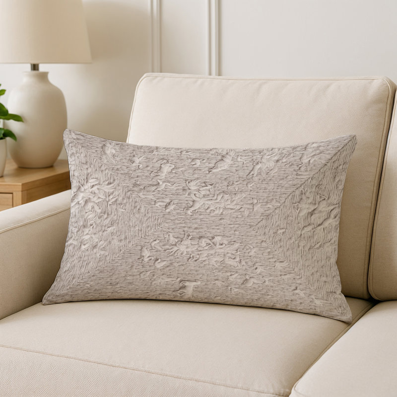Coussin décoratif intérieur et extérieur Modern, Gris abstrait 127, Rectangle H 14 po x l 20 po