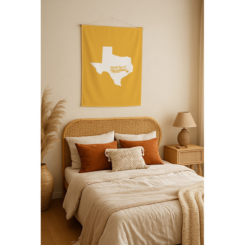 Douce maison Houston — Silhouette de l'État du Texas — Tapisserie murale tissée portrait, H 70 po x l 50 po