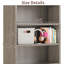 Bibliothèque multifonctionnelle en bois à 5 tablettes avec design incurvé, cloison anti-poussière et fabrication robuste pour bureau à domicile, chêne gris-443967023